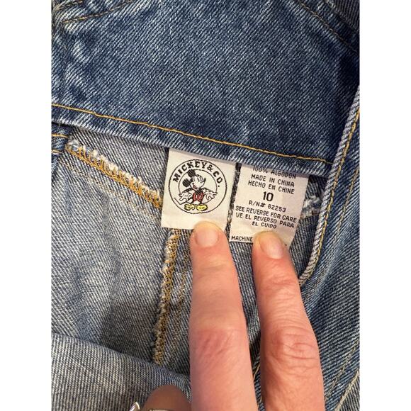 Vintage 90's Disney Mickey & Co Denim Bib Short Overalls Size 10 Unisex Classic - Picture 7 of 15